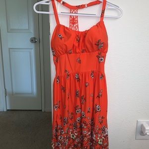 NoBo orange floral mini summer dress.